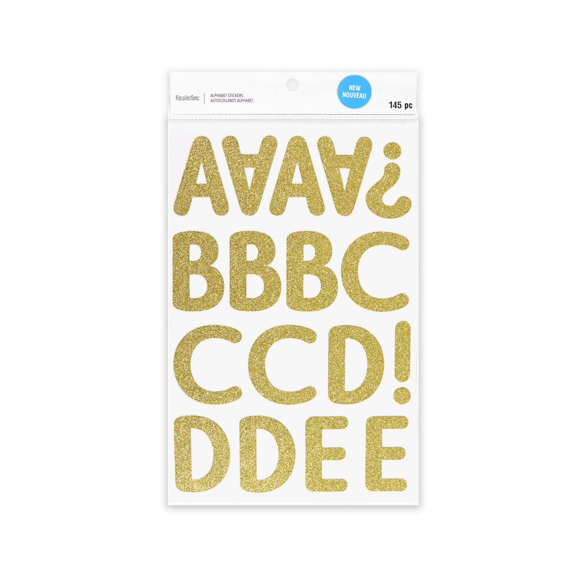 Gold Glitter Rounded Font Alphabet Stickers by Recollections™